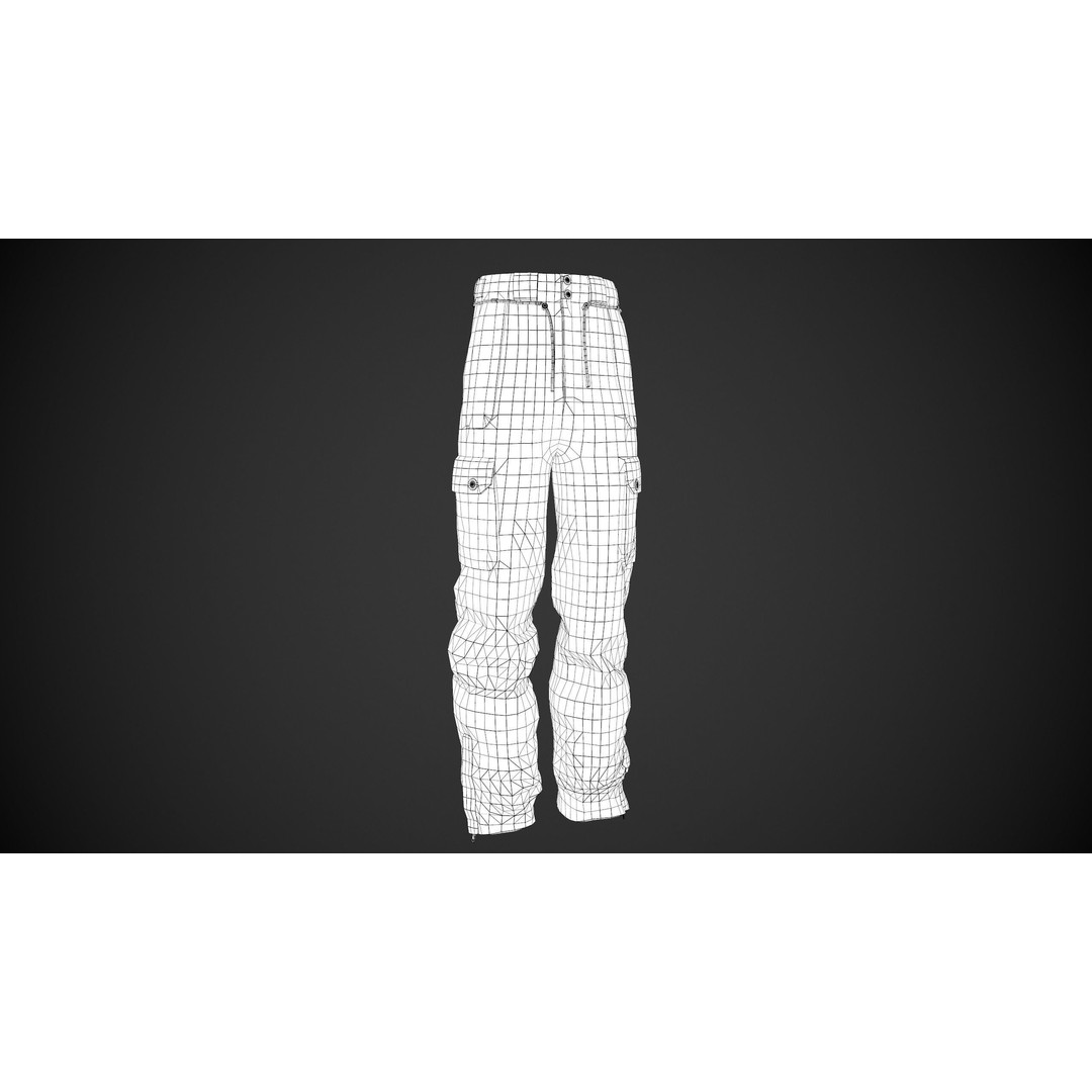 Green Snowboard Pants 3D Model – Low Poly PBR Asset, FBX/Blender - View 13