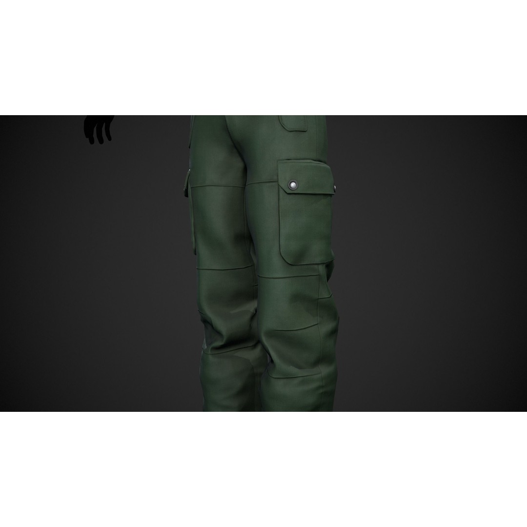 Green Snowboard Pants 3D Model – Low Poly PBR Asset, FBX/Blender - View 4