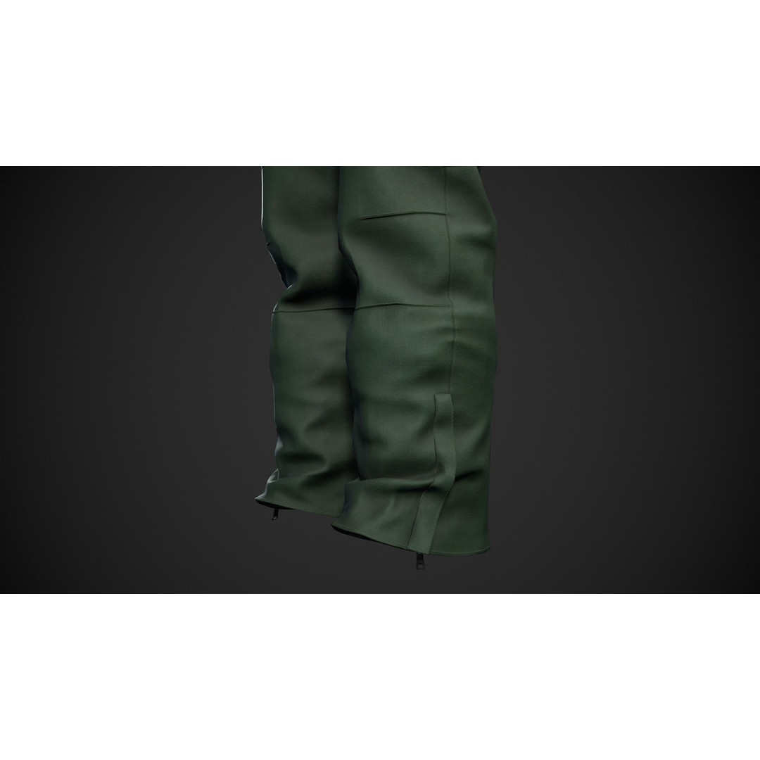 Green Snowboard Pants 3D Model – Low Poly PBR Asset, FBX/Blender - View 5
