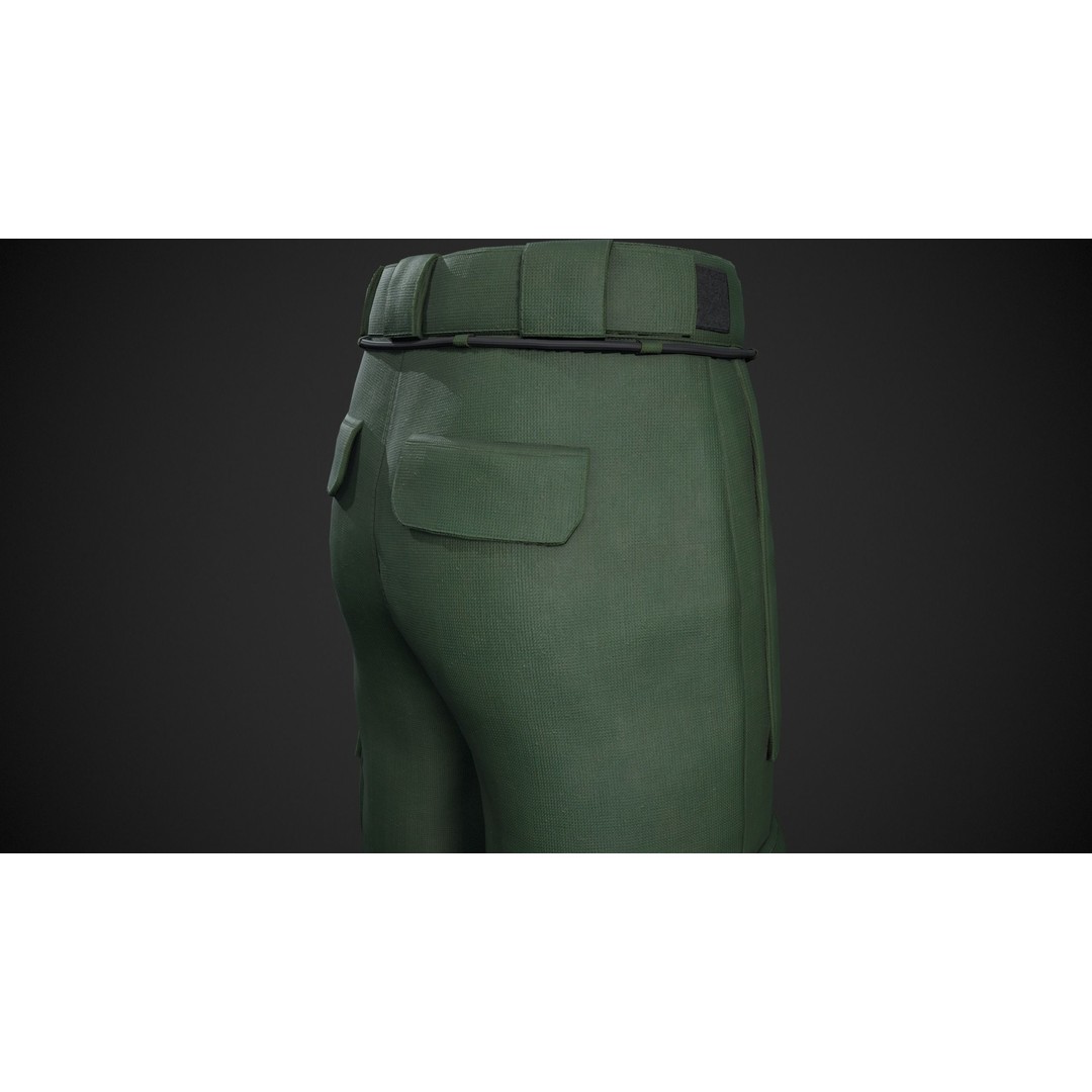 Green Snowboard Pants 3D Model – Low Poly PBR Asset, FBX/Blender - View 7