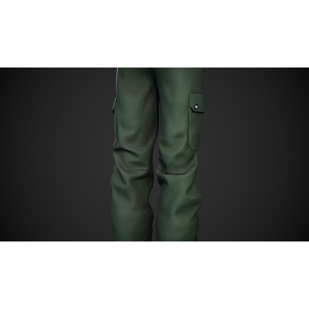Green Snowboard Pants 3D Model – Low Poly PBR Asset, FBX/Blender - View 8