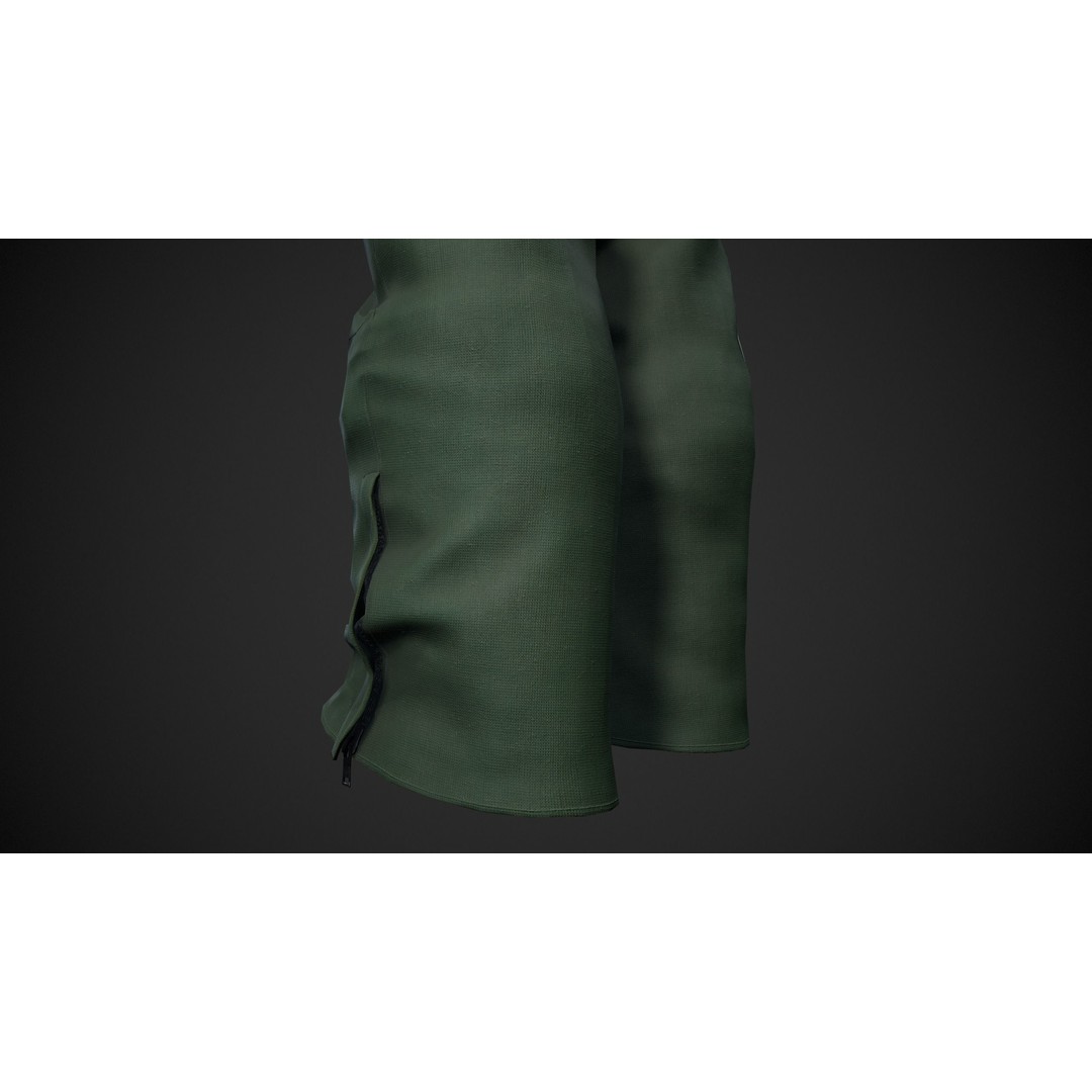 Green Snowboard Pants 3D Model – Low Poly PBR Asset, FBX/Blender - View 9