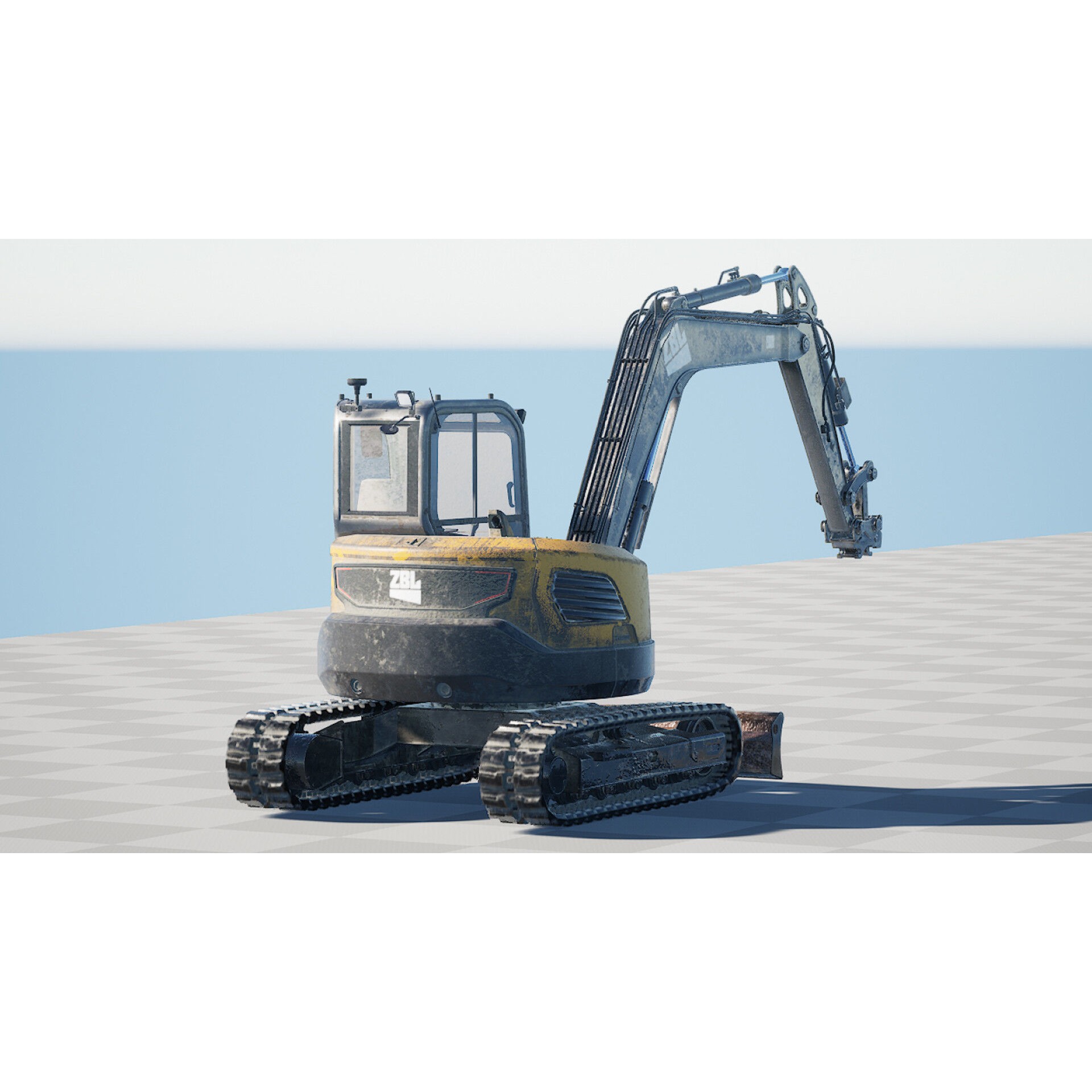 ZBL Mini Excavator v2 - Low-Poly Game-Ready 3D Model