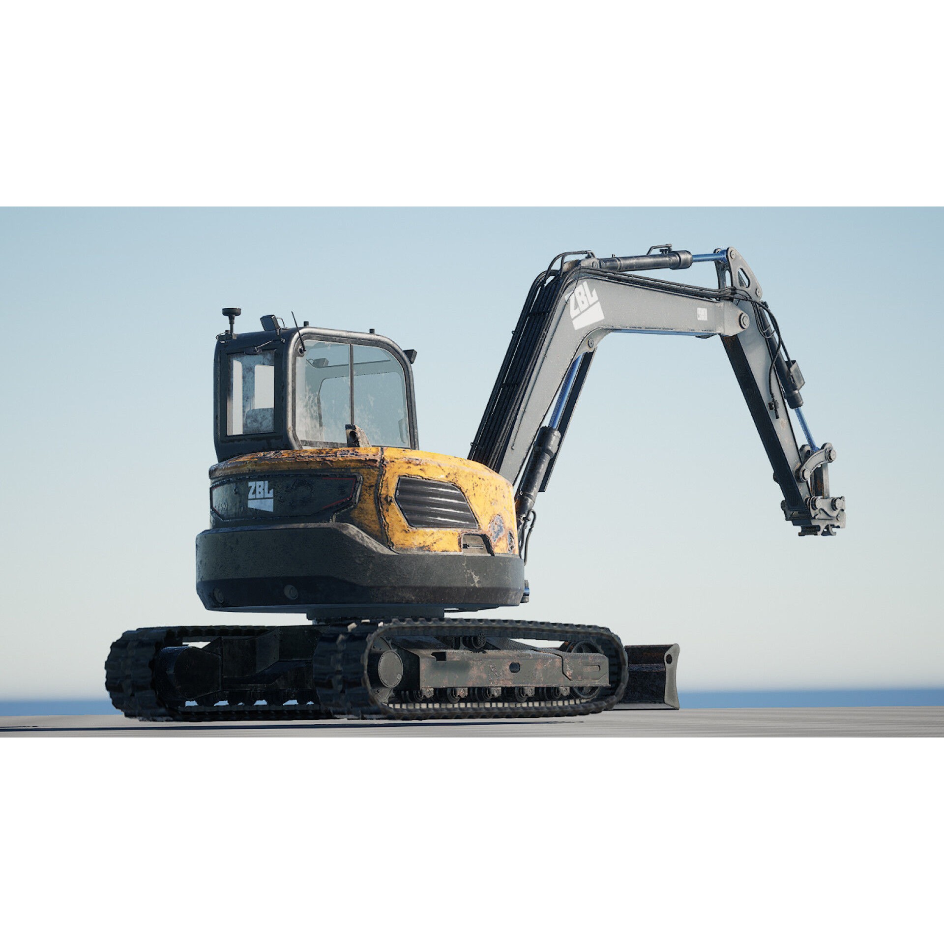 ZBL Mini Excavator v2 - Low-Poly Game-Ready 3D Model - View 10