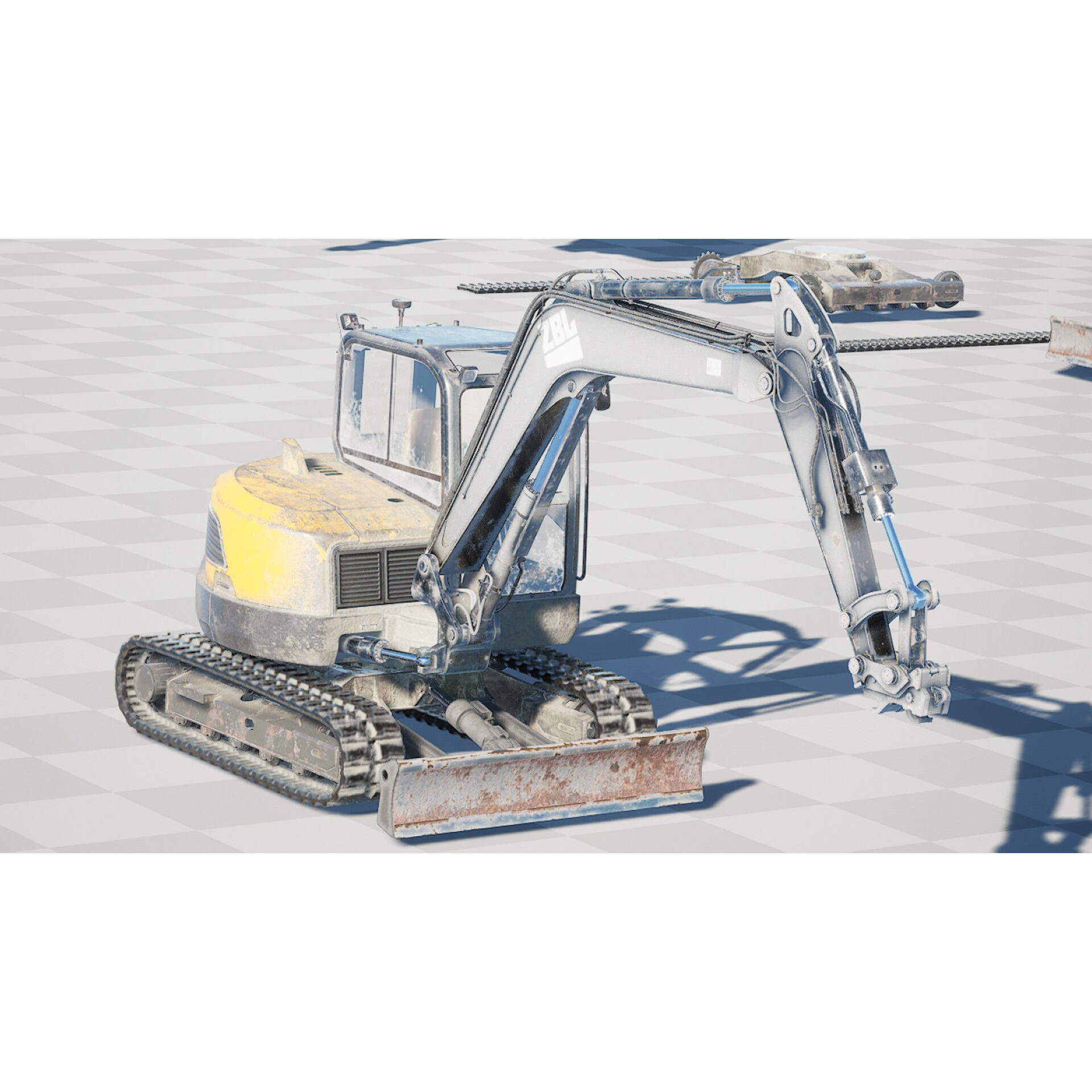 ZBL Mini Excavator v2 - Low-Poly Game-Ready 3D Model - View 12