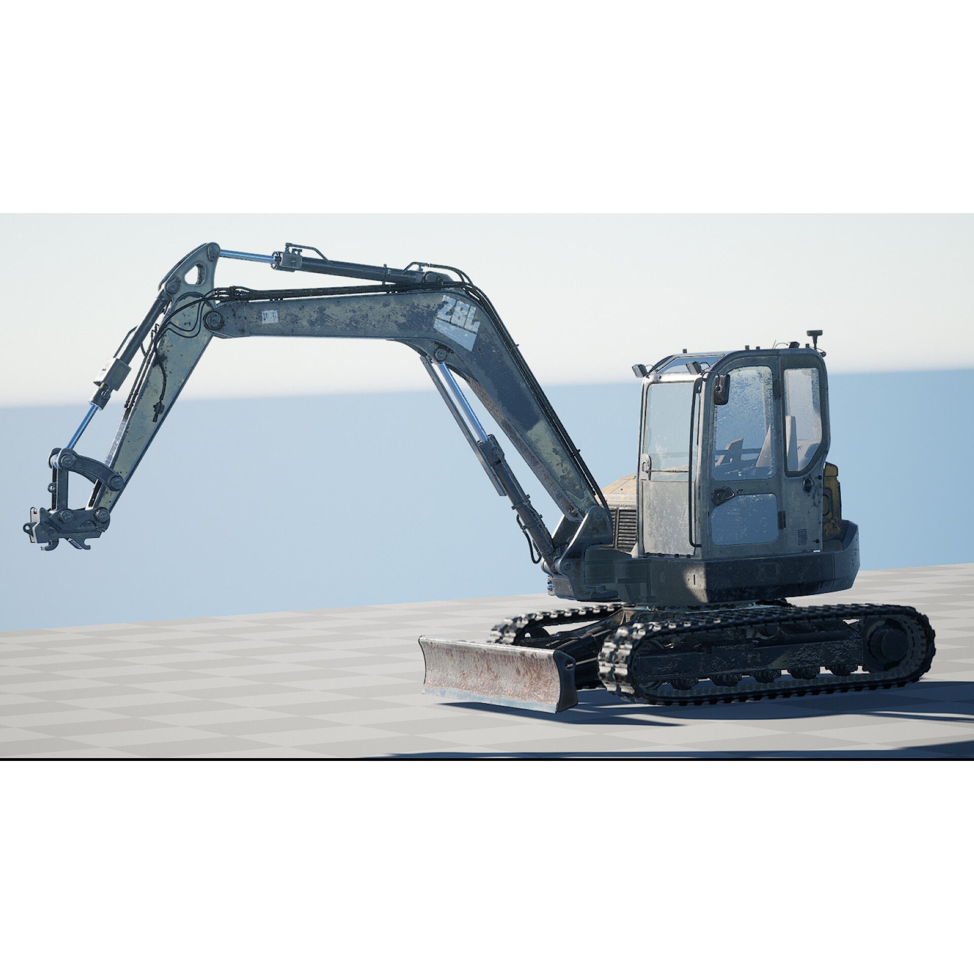 ZBL Mini Excavator v2 - Low-Poly Game-Ready 3D Model - View 13