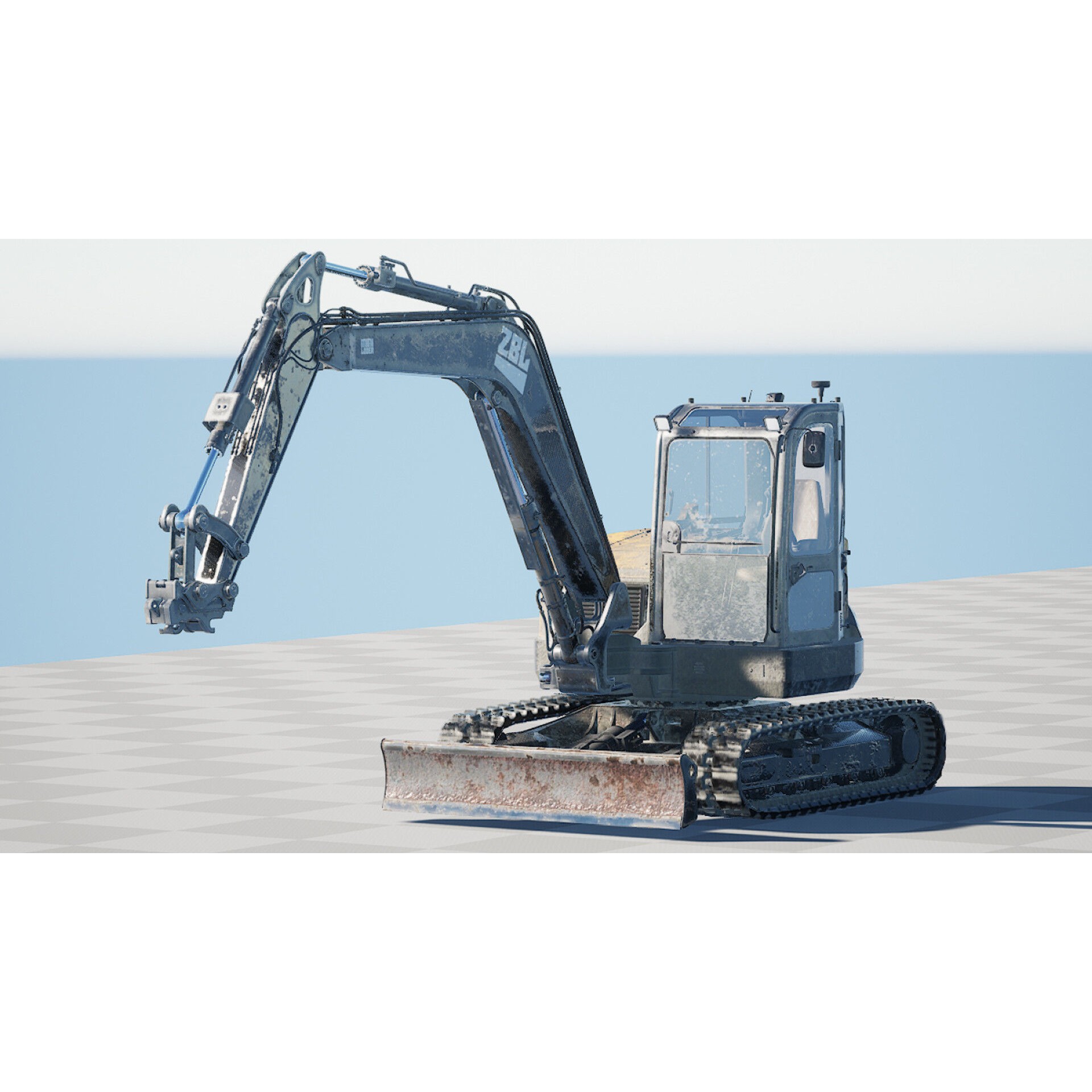 ZBL Mini Excavator v2 - Low-Poly Game-Ready 3D Model - View 14