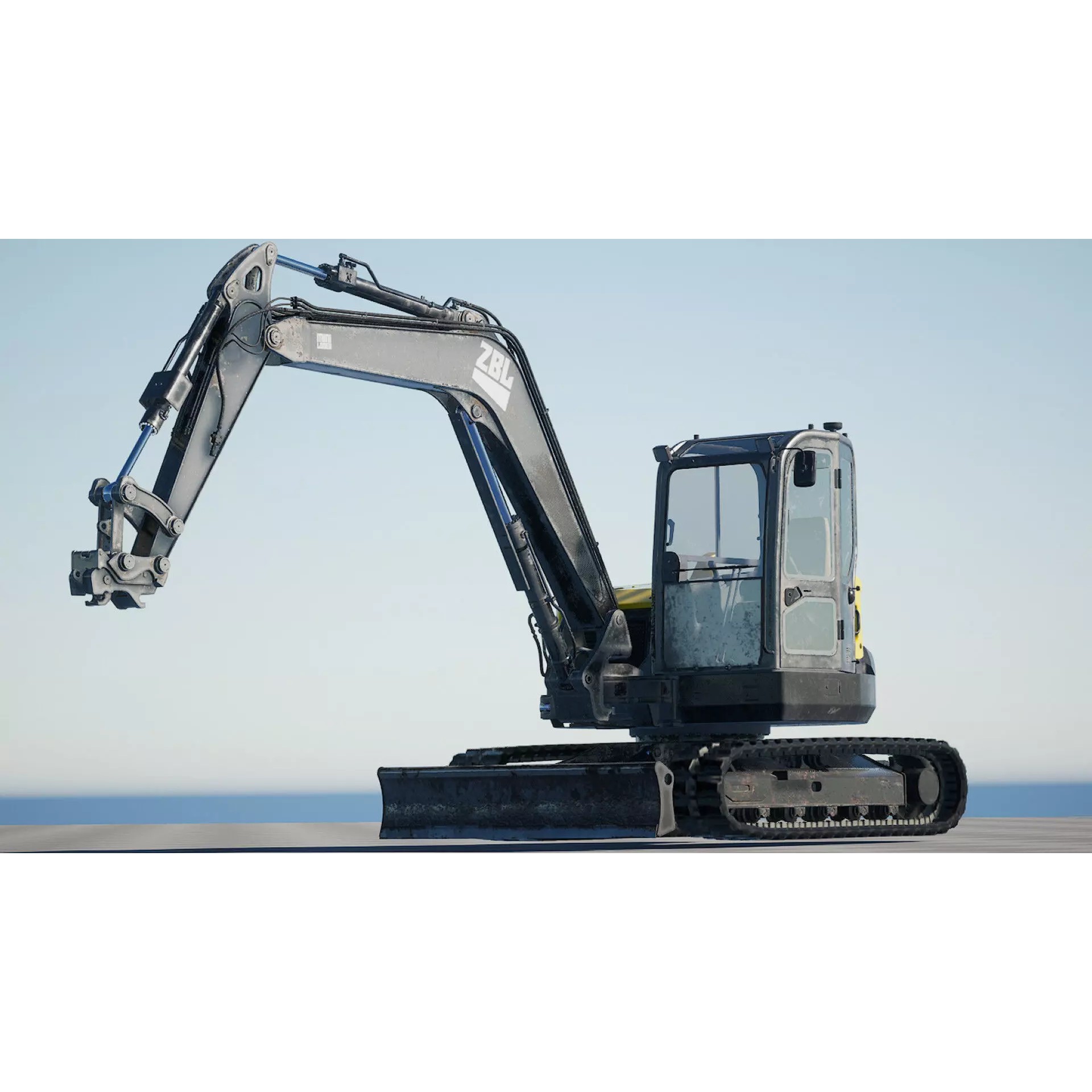 ZBL Mini Excavator v2 - Low-Poly Game-Ready 3D Model - View 2