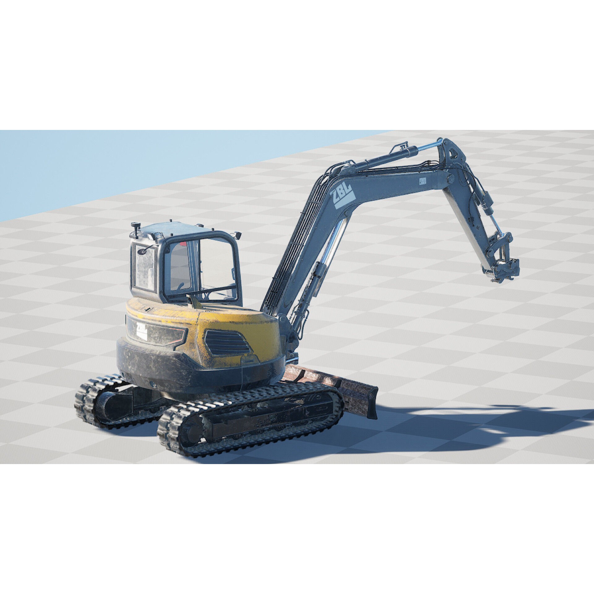 ZBL Mini Excavator v2 - Low-Poly Game-Ready 3D Model - View 3