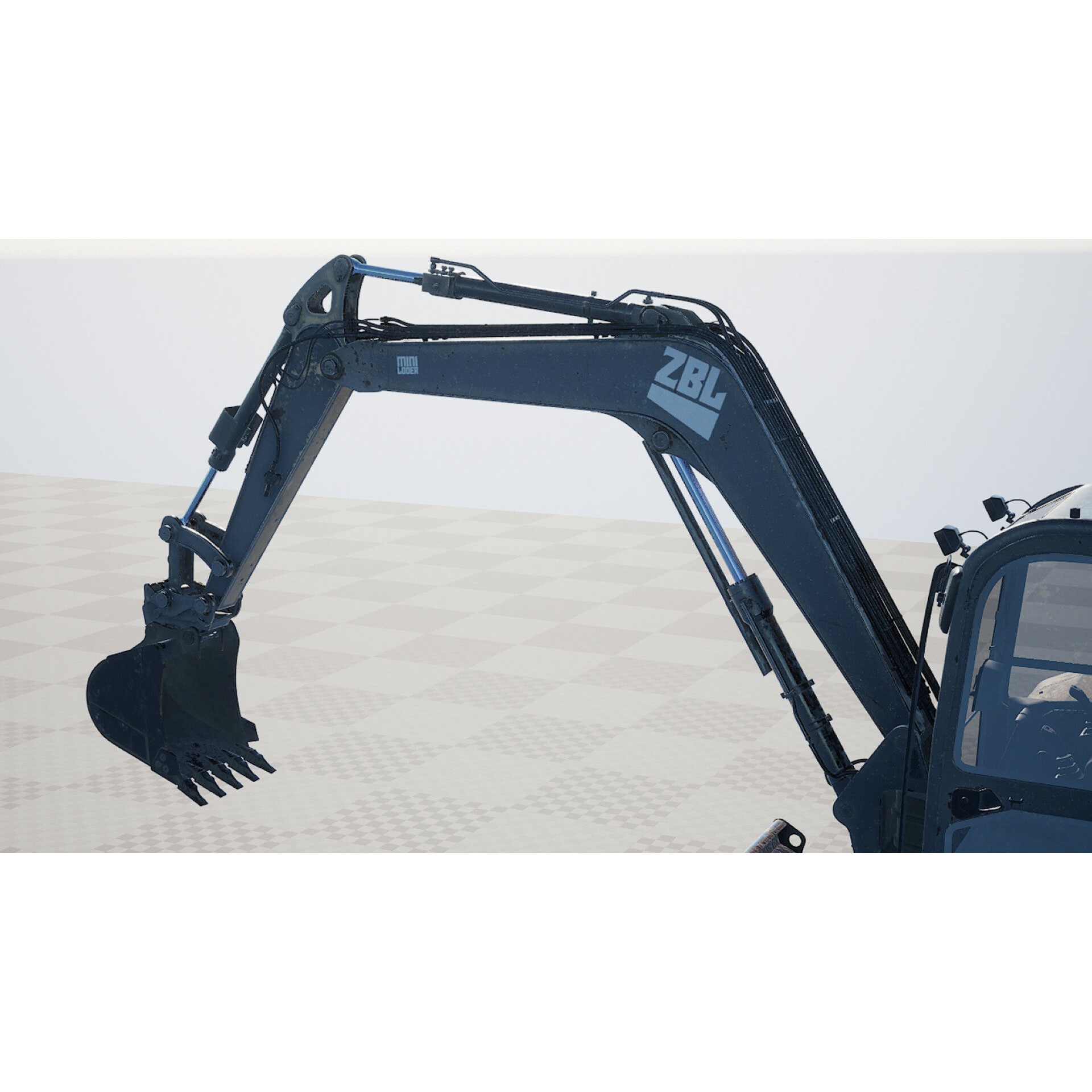 ZBL Mini Excavator v2 - Low-Poly Game-Ready 3D Model - View 5