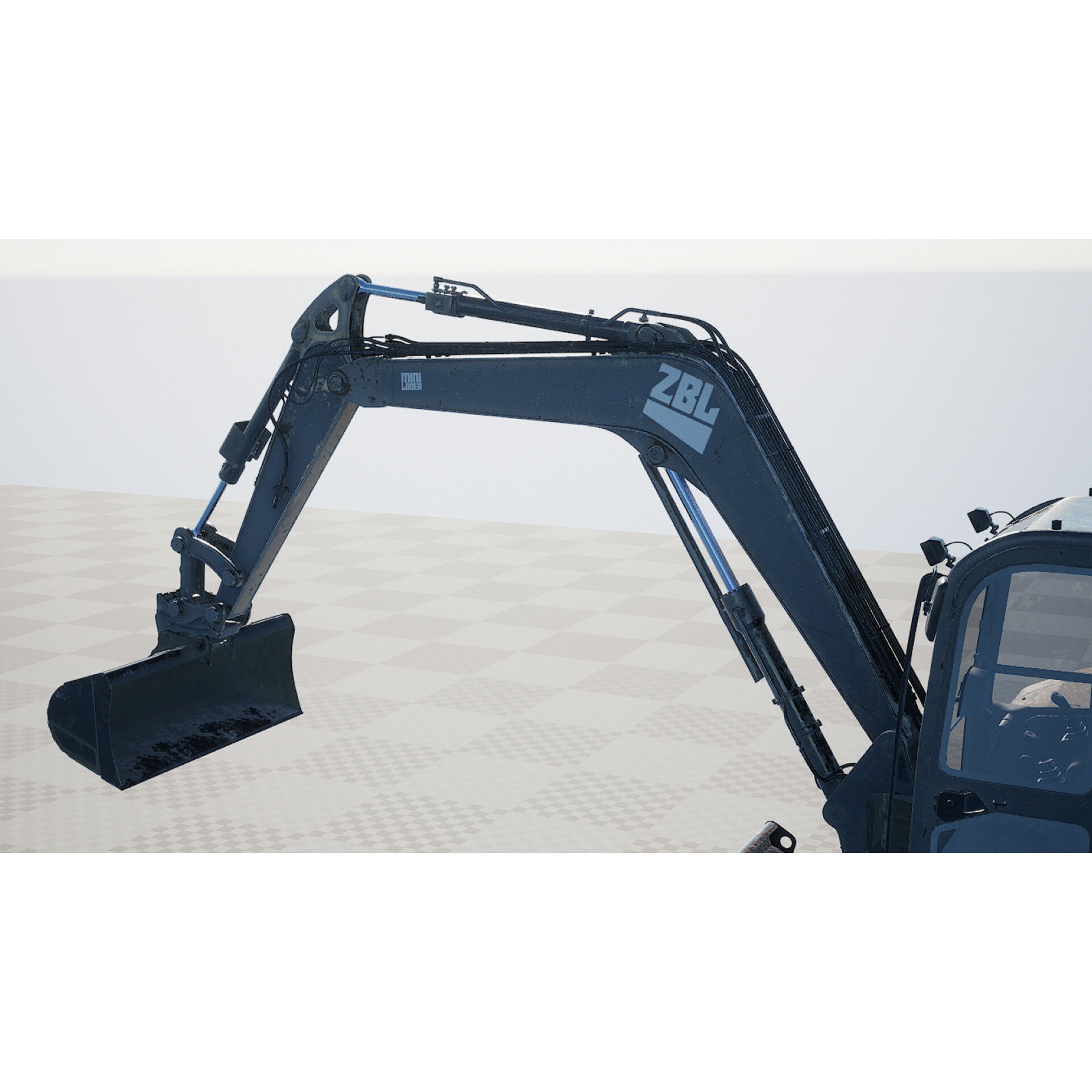 ZBL Mini Excavator v2 - Low-Poly Game-Ready 3D Model - View 6