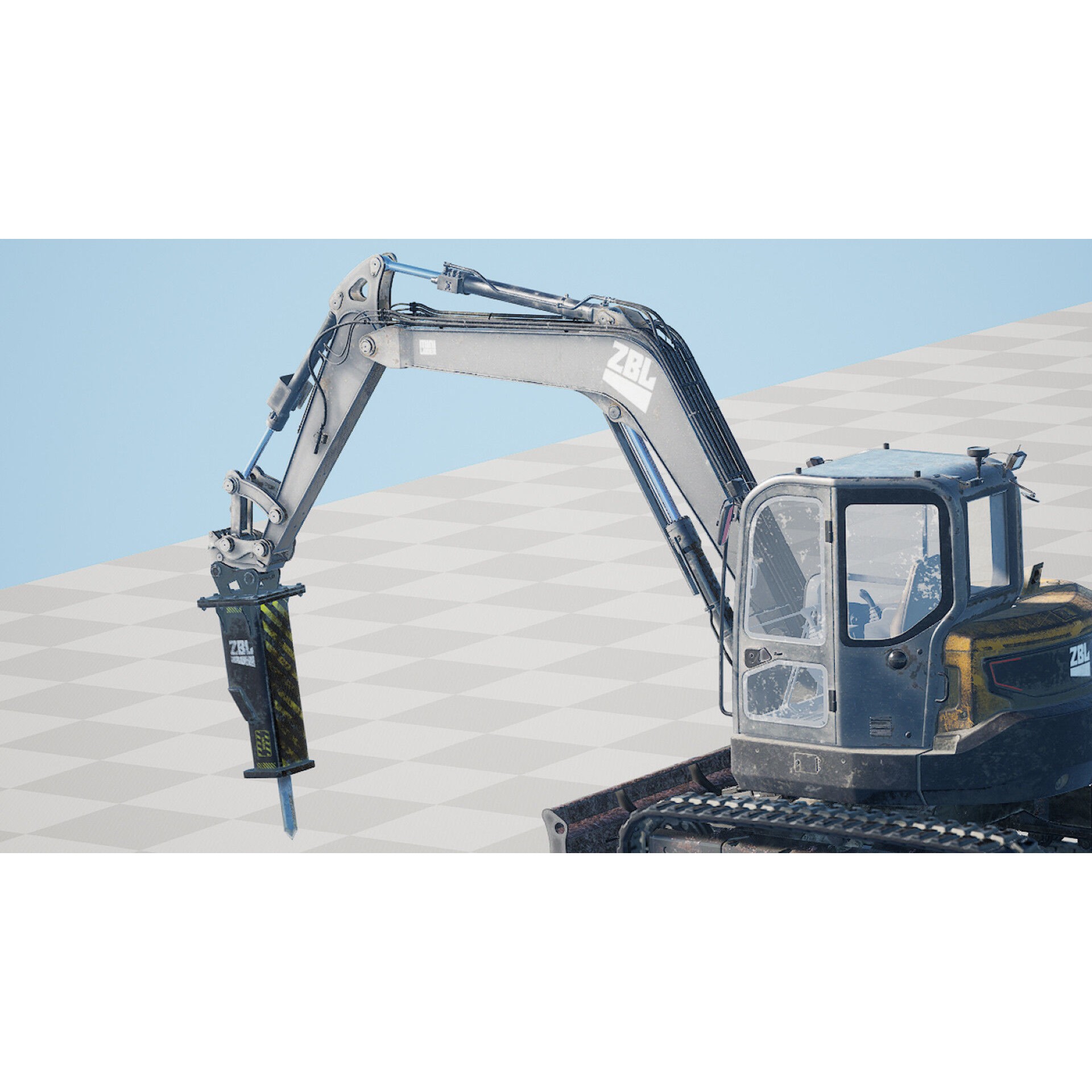 ZBL Mini Excavator v2 - Low-Poly Game-Ready 3D Model - View 7