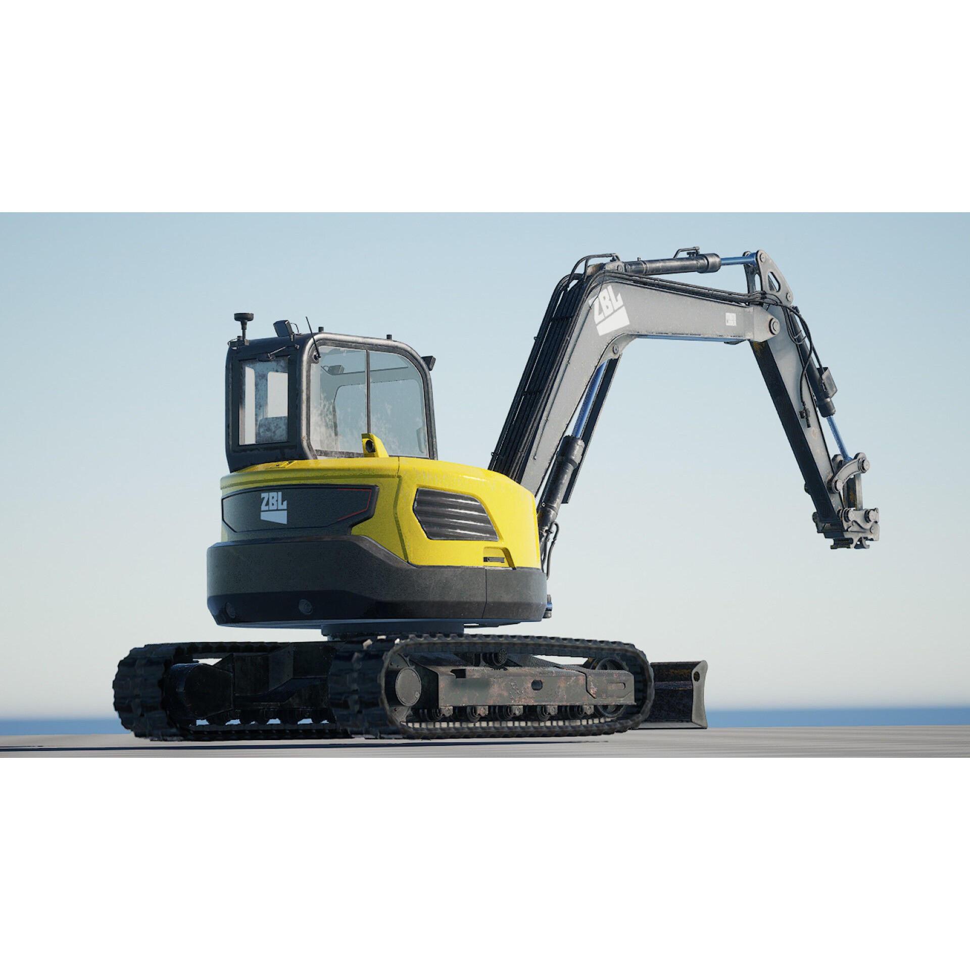 ZBL Mini Excavator v2 - Low-Poly Game-Ready 3D Model - View 8
