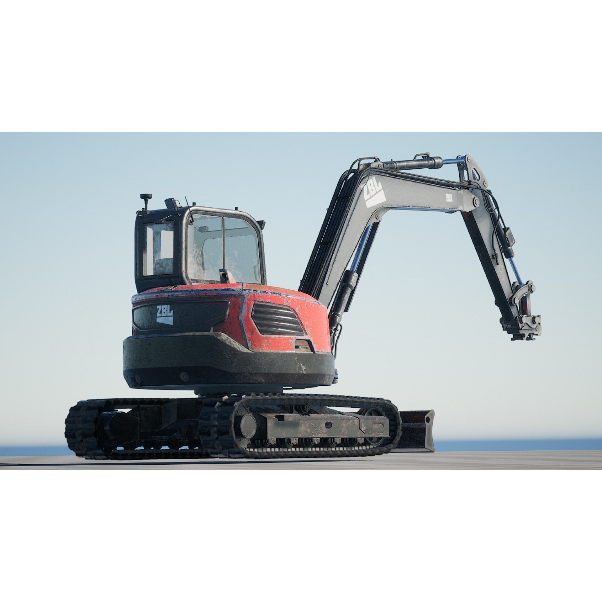 ZBL Mini Excavator v2 - Low-Poly Game-Ready 3D Model - View 9