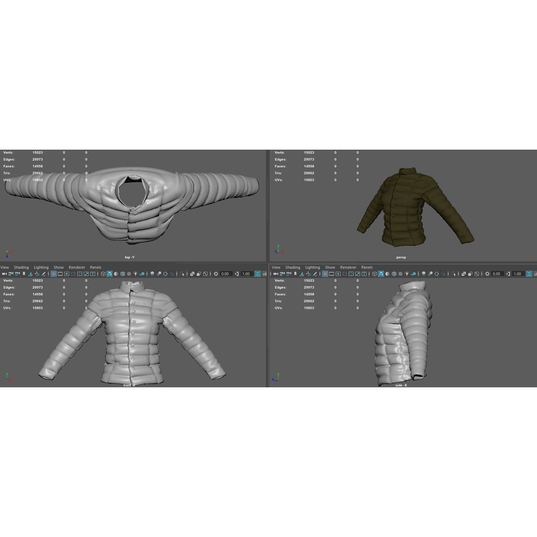 Winter Jacket 3D Model – Stylish Casual Clothing, PBR Textures, FBX - View 15