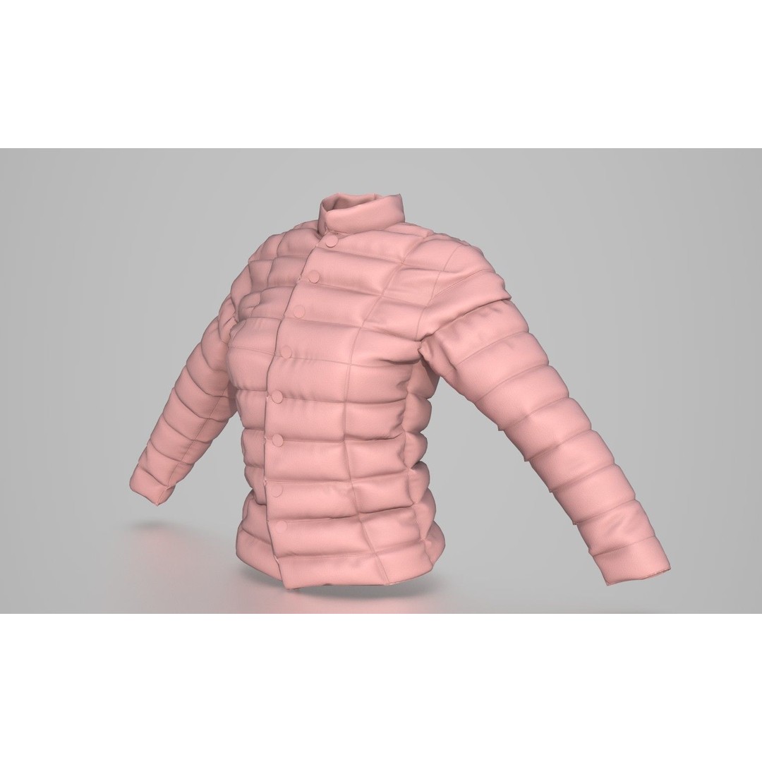 Winter Jacket 3D Model – Stylish Casual Clothing, PBR Textures, FBX - View 3