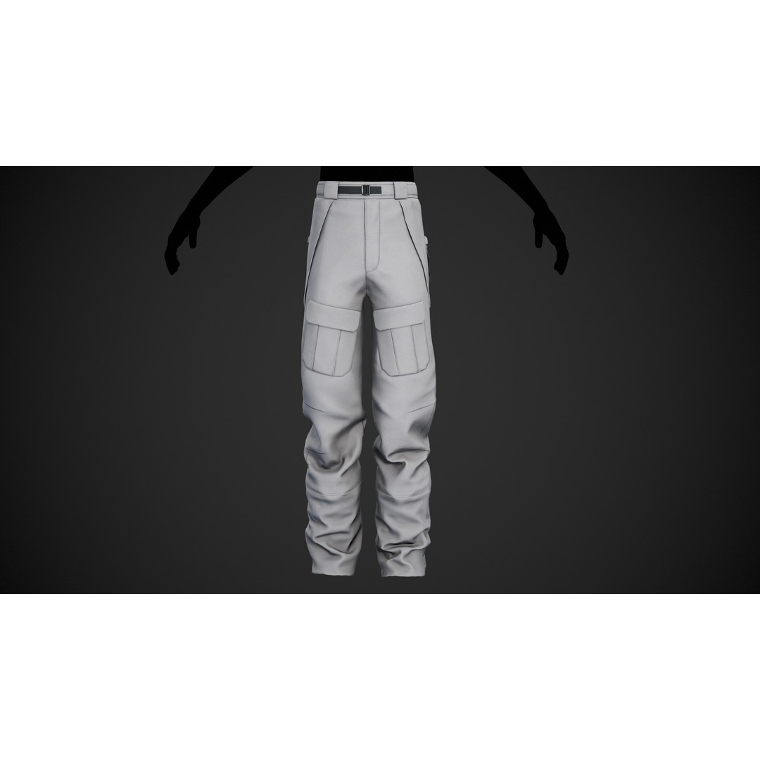 White Snowboard Pants 3D Model – Low Poly PBR Game Asset, FBX - View 10