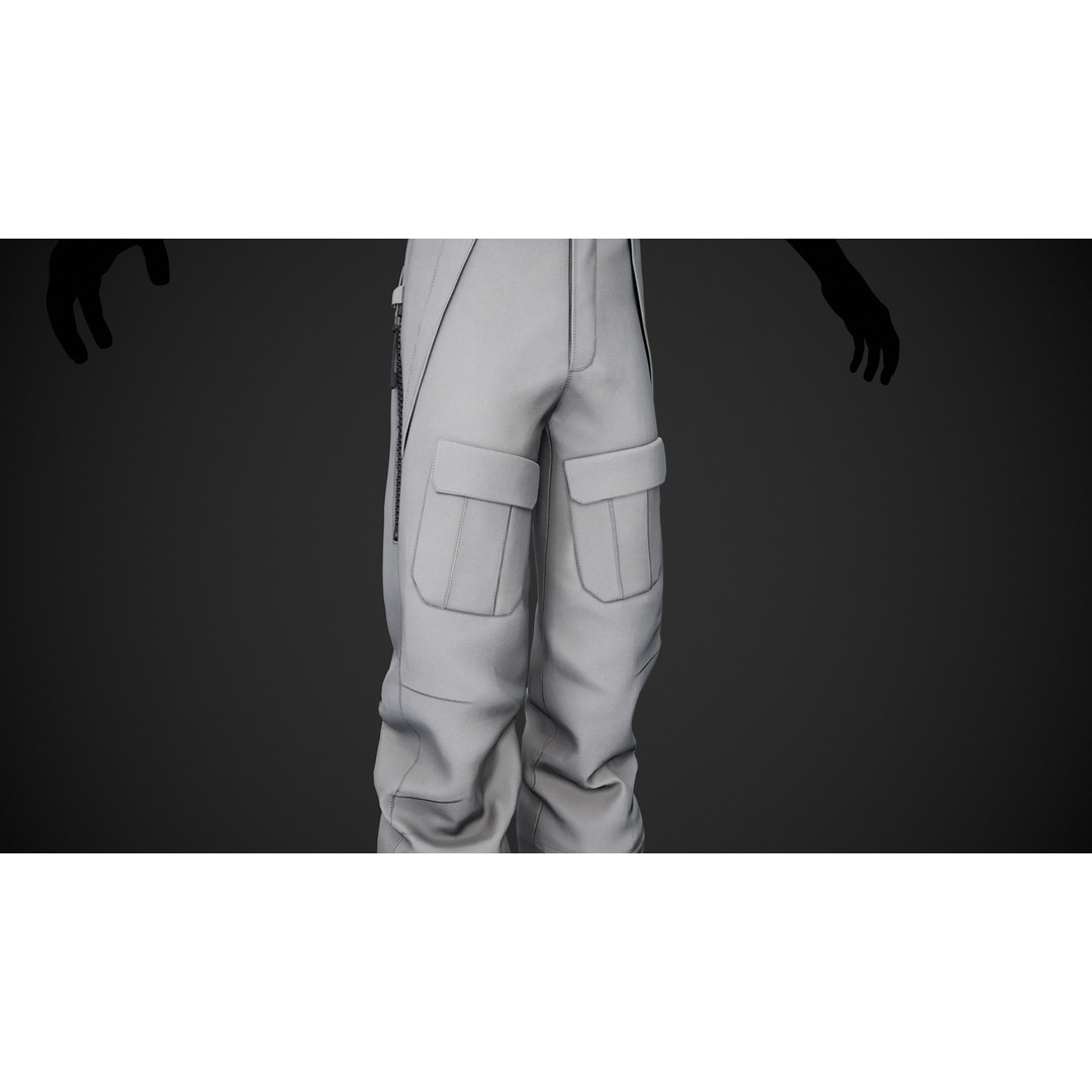 White Snowboard Pants 3D Model – Low Poly PBR Game Asset, FBX - View 11