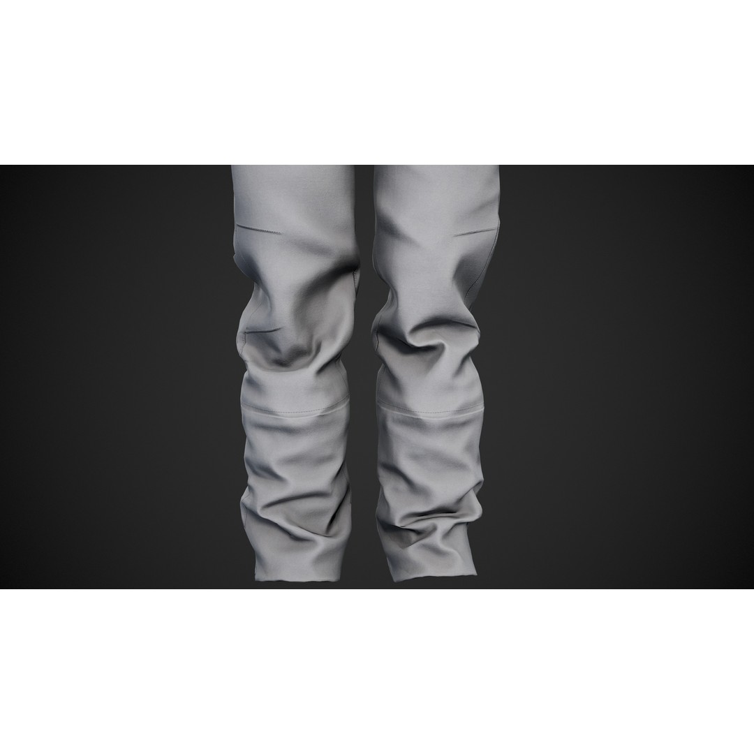 White Snowboard Pants 3D Model – Low Poly PBR Game Asset, FBX - View 12