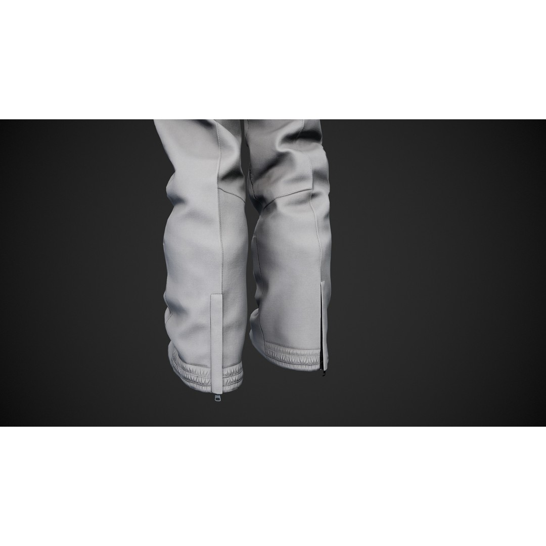 White Snowboard Pants 3D Model – Low Poly PBR Game Asset, FBX - View 13