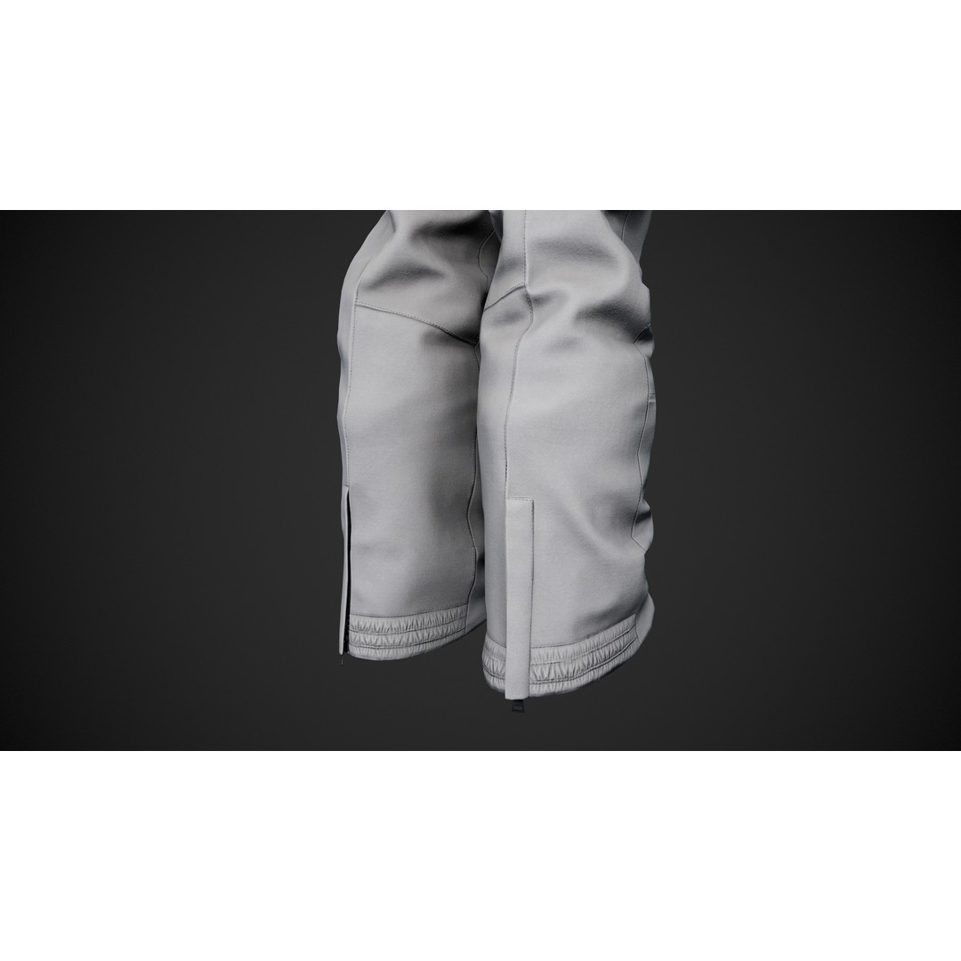 White Snowboard Pants 3D Model – Low Poly PBR Game Asset, FBX - View 14