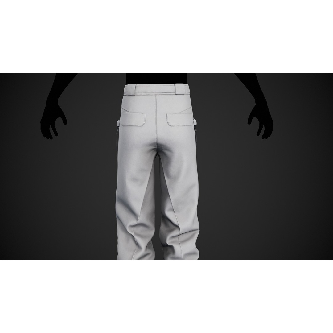 White Snowboard Pants 3D Model – Low Poly PBR Game Asset, FBX - View 15