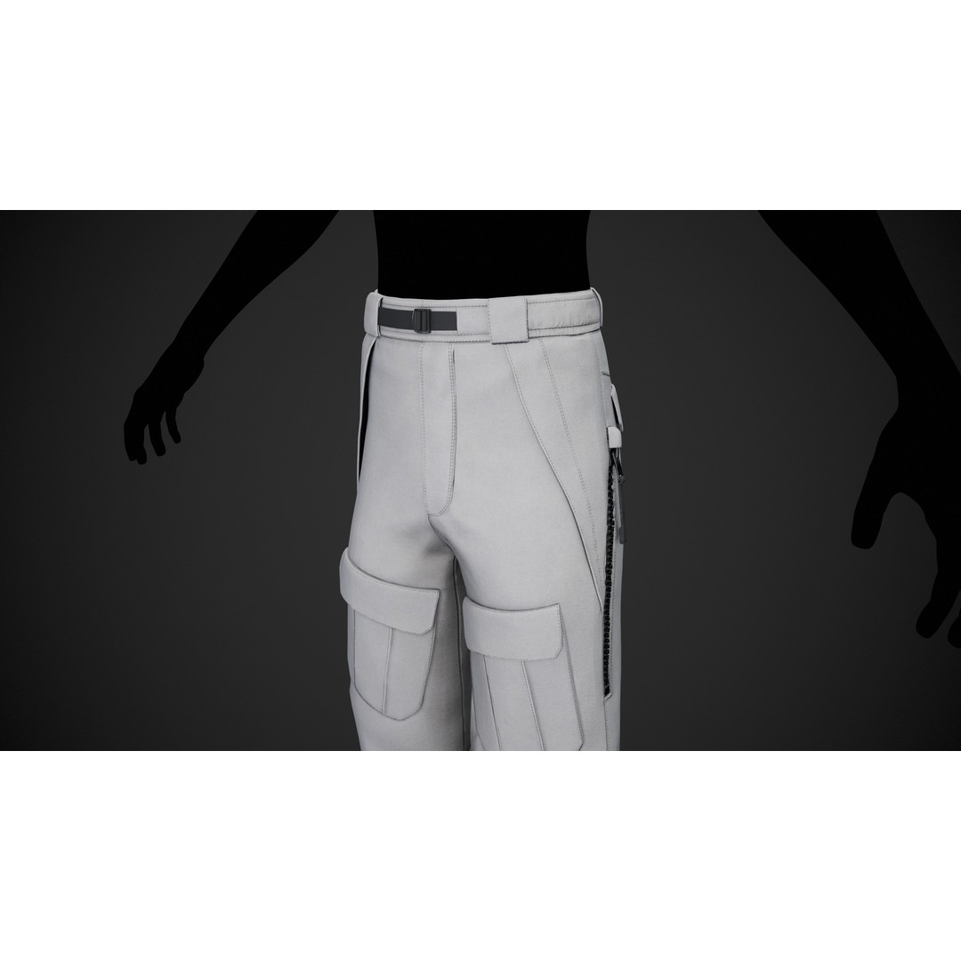 White Snowboard Pants 3D Model – Low Poly PBR Game Asset, FBX - View 17