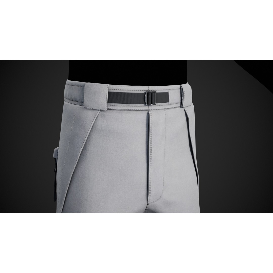 White Snowboard Pants 3D Model – Low Poly PBR Game Asset, FBX - View 18