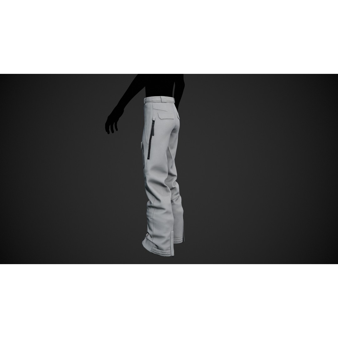 White Snowboard Pants 3D Model – Low Poly PBR Game Asset, FBX - View 19