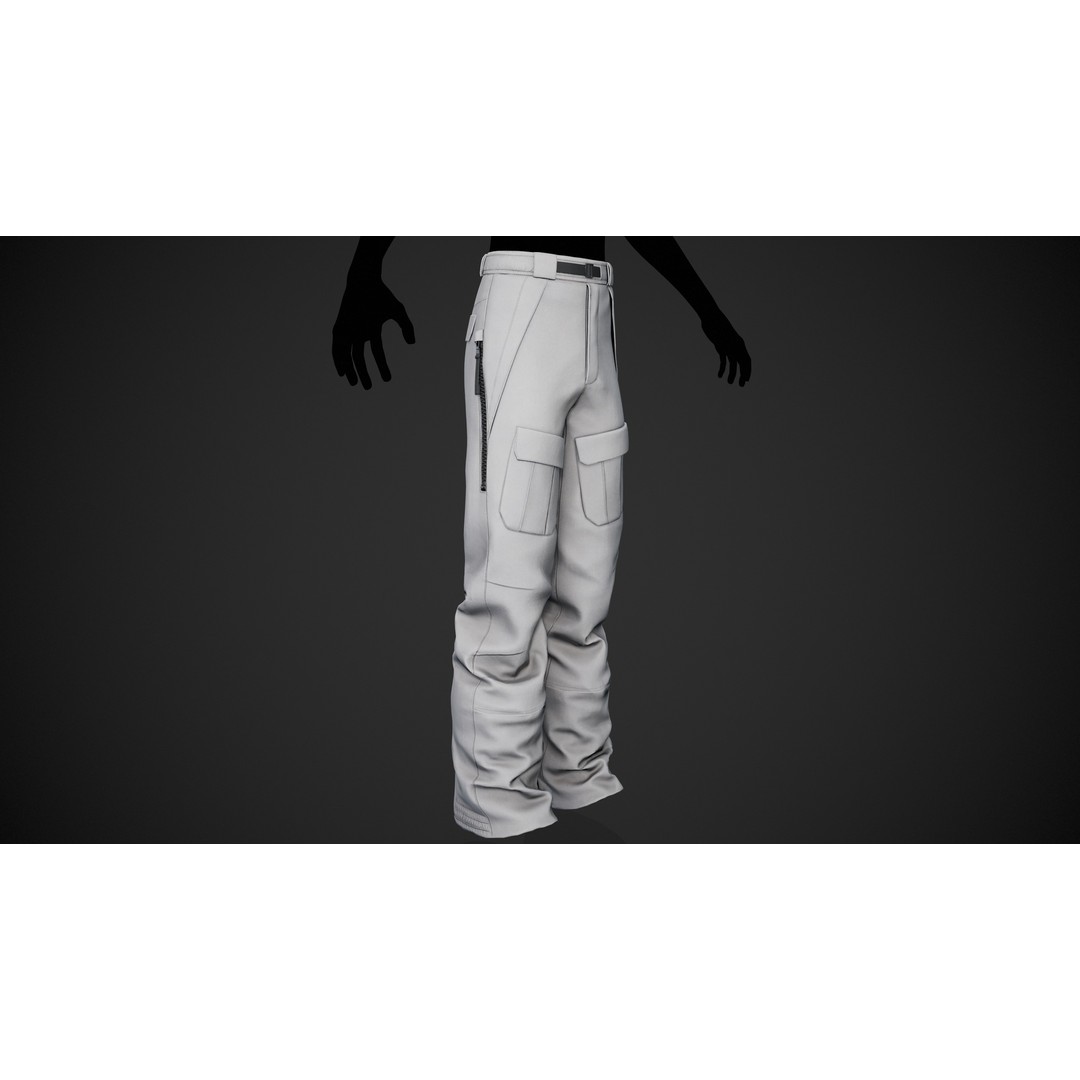 White Snowboard Pants 3D Model – Low Poly PBR Game Asset, FBX - View 4