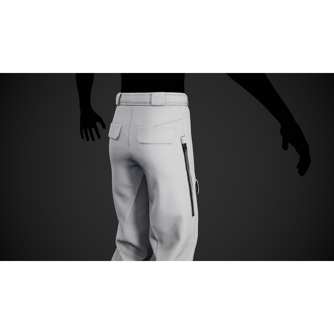 White Snowboard Pants 3D Model – Low Poly PBR Game Asset, FBX - View 5