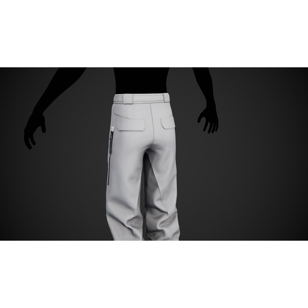 White Snowboard Pants 3D Model – Low Poly PBR Game Asset, FBX - View 6