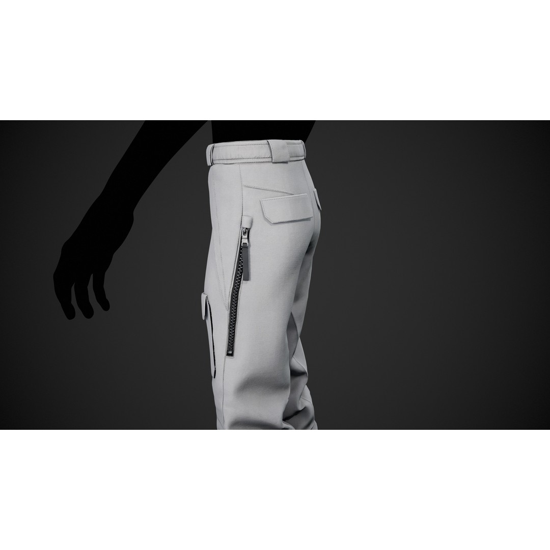 White Snowboard Pants 3D Model – Low Poly PBR Game Asset, FBX - View 7