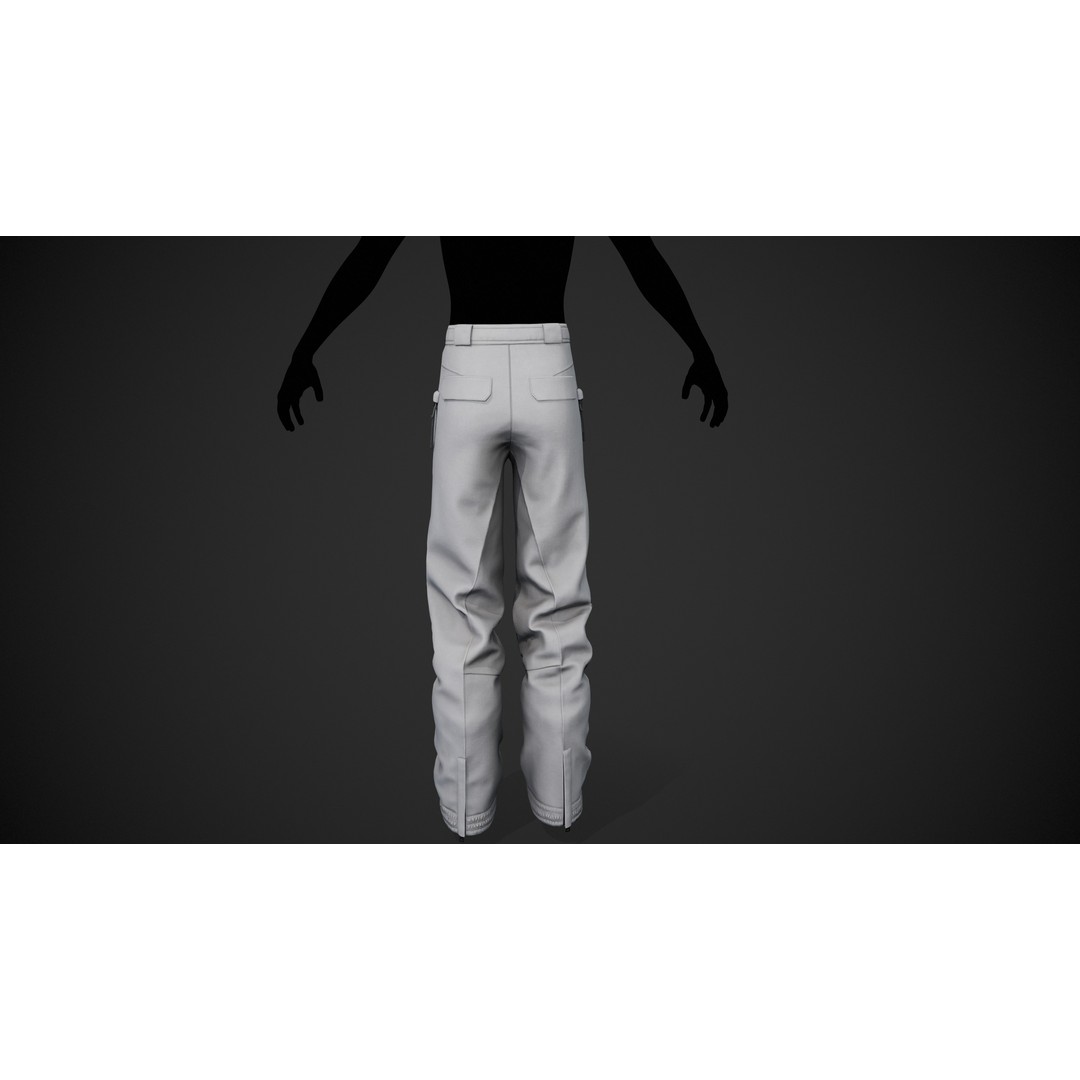 White Snowboard Pants 3D Model – Low Poly PBR Game Asset, FBX - View 8