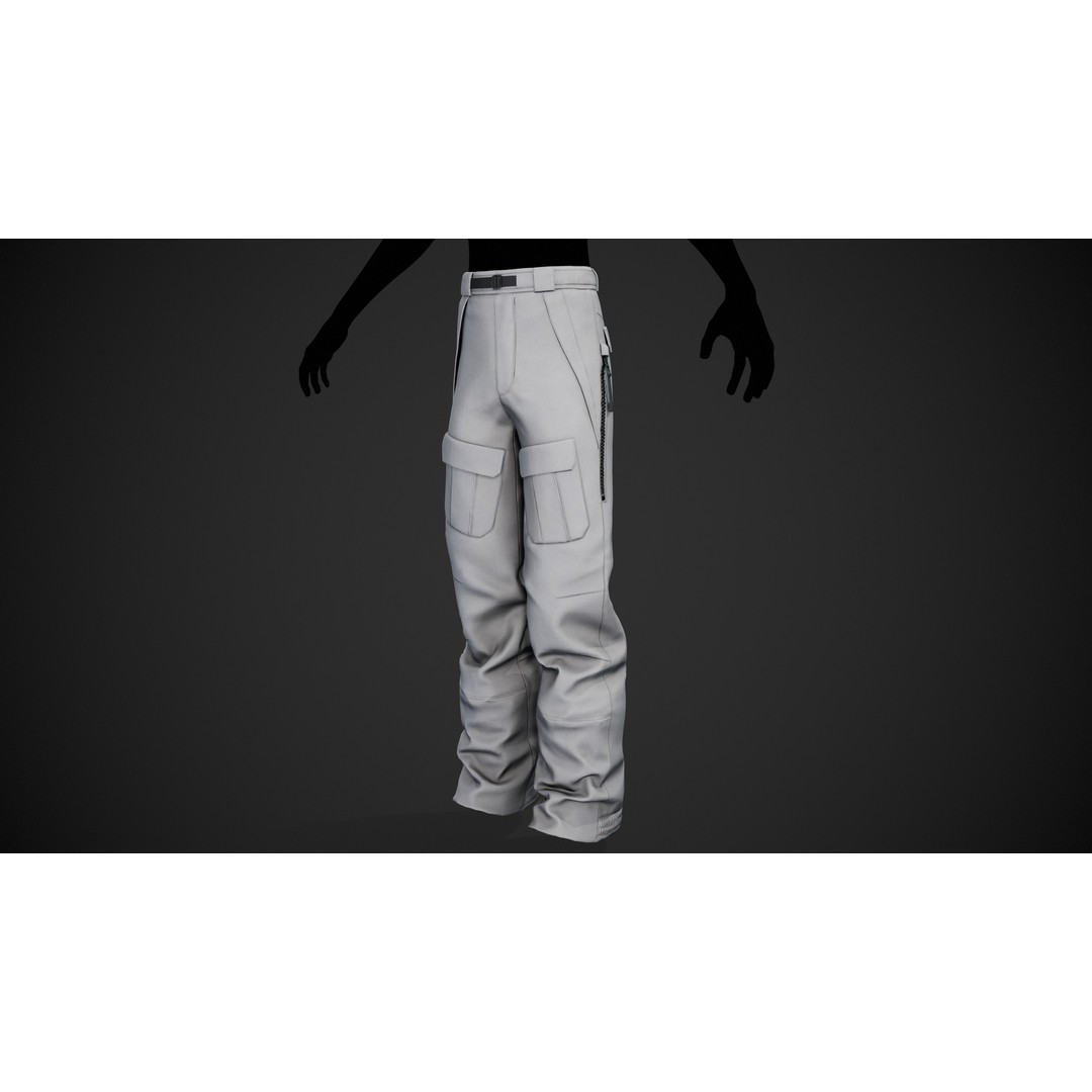 White Snowboard Pants 3D Model – Low Poly PBR Game Asset, FBX - View 9
