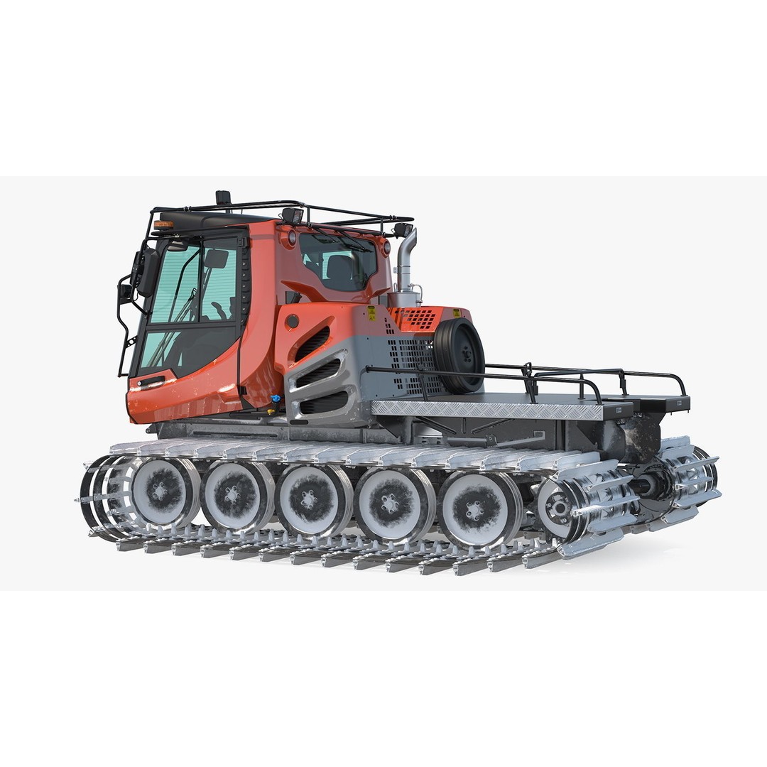 Snowy Snowcat 3D Model – High Quality Snow Grooming Vehicle, FBX & OBJ - View 11