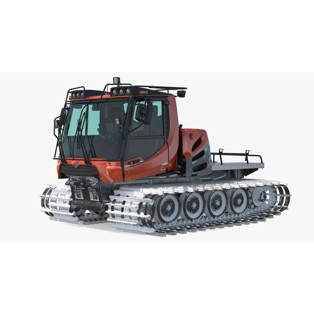 Snowy Snowcat 3D Model – High Quality Snow Grooming Vehicle, FBX & OBJ - View 12