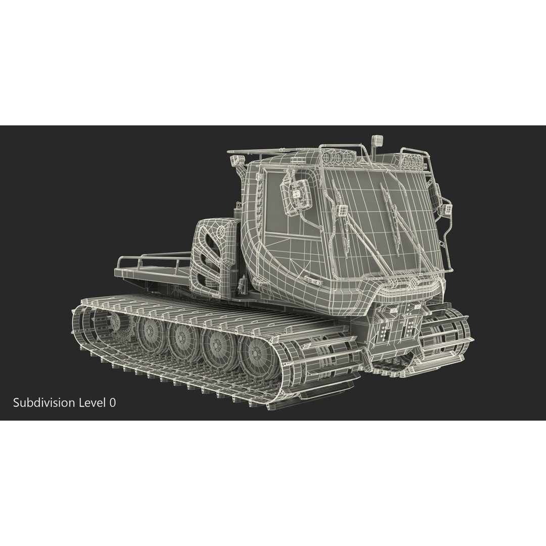 Snowy Snowcat 3D Model – High Quality Snow Grooming Vehicle, FBX & OBJ - View 24