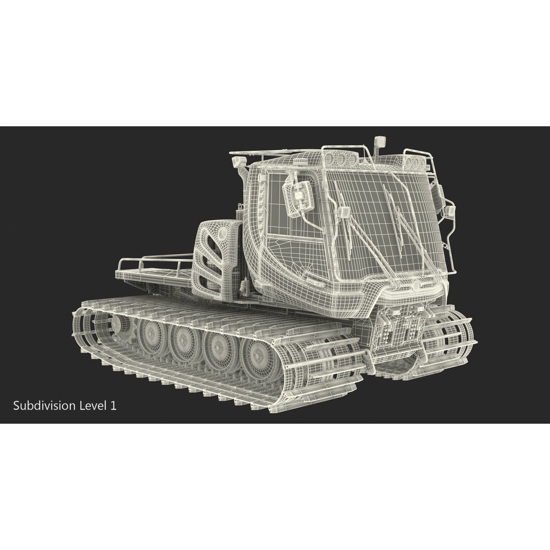 Snowy Snowcat 3D Model – High Quality Snow Grooming Vehicle, FBX & OBJ - View 25