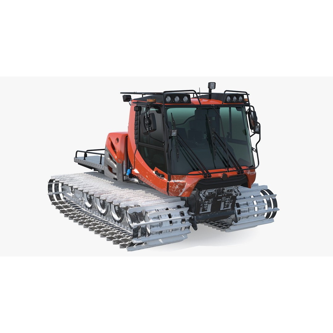 Snowy Snowcat 3D Model – High Quality Snow Grooming Vehicle, FBX & OBJ - View 3