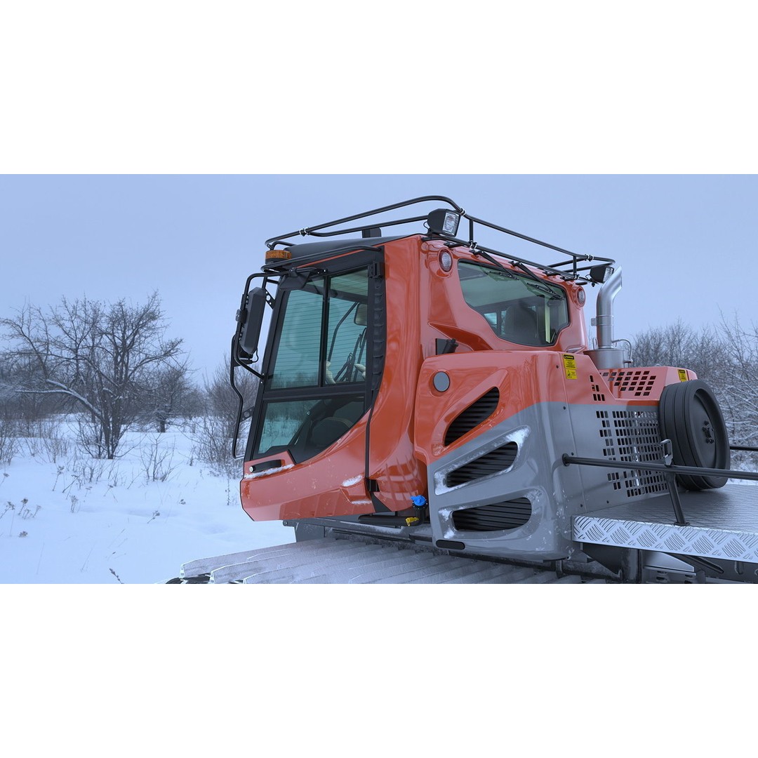 Snowy Snowcat 3D Model – High Quality Snow Grooming Vehicle, FBX & OBJ - View 6
