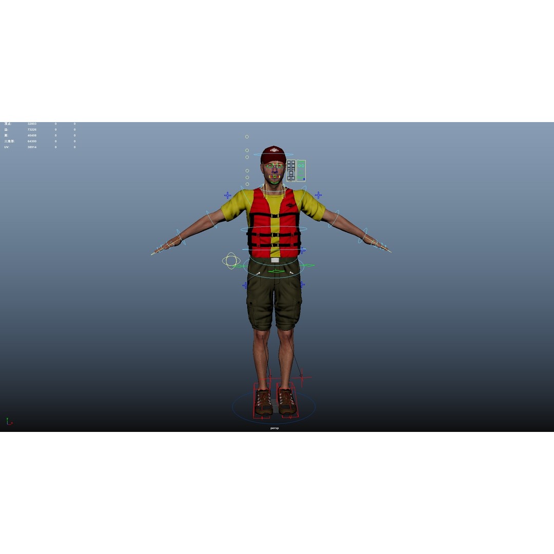 Kayak Canoe Athlete 3D Model – Low Poly Rigged Character, FBX - View 22