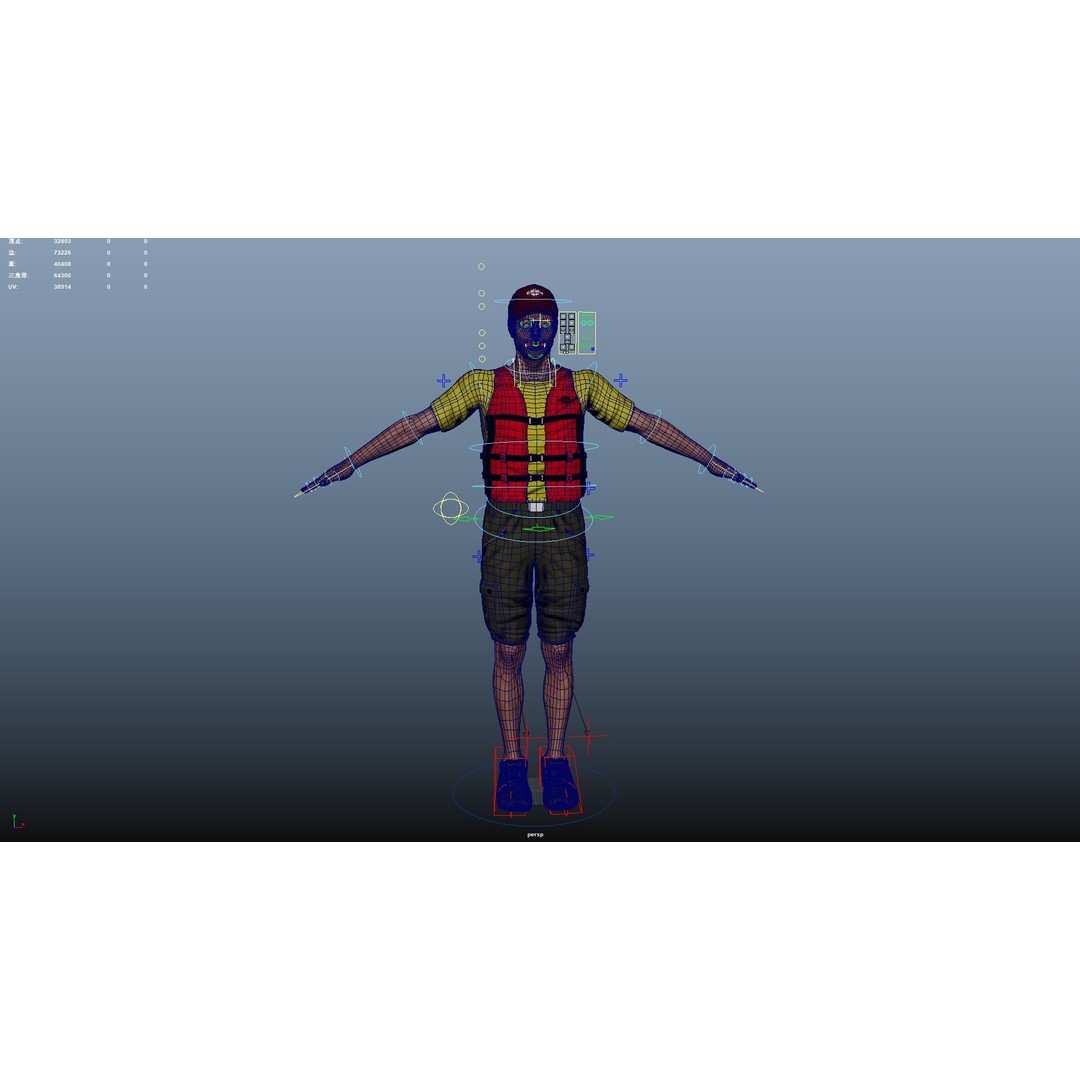 Kayak Canoe Athlete 3D Model – Low Poly Rigged Character, FBX - View 23