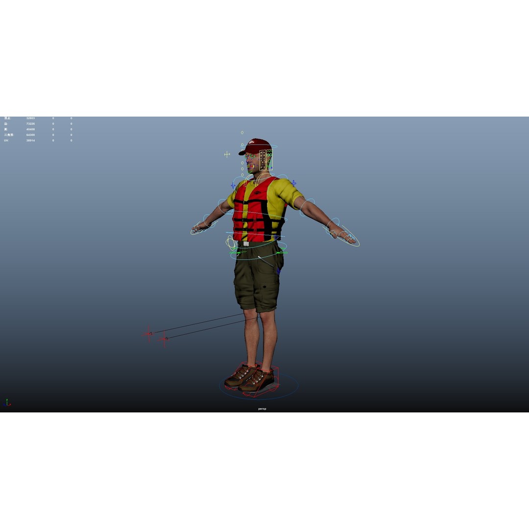 Kayak Canoe Athlete 3D Model – Low Poly Rigged Character, FBX - View 24