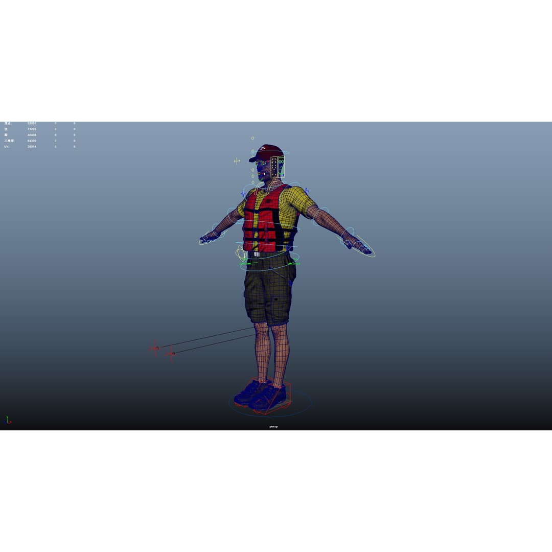 Kayak Canoe Athlete 3D Model – Low Poly Rigged Character, FBX - View 25