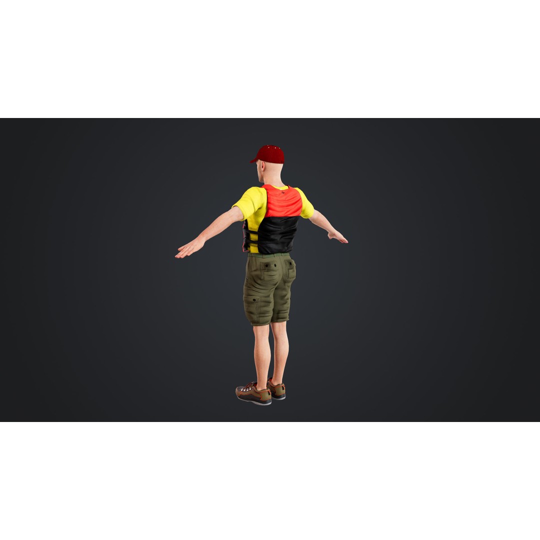 Kayak Canoe Athlete 3D Model – Low Poly Rigged Character, FBX - View 8