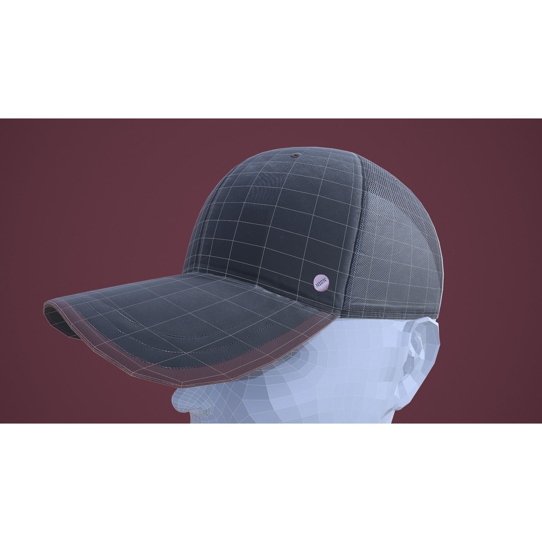 Baseball Cap 3D Model – Low Poly Game Ready Asset, FBX, OBJ - View 13