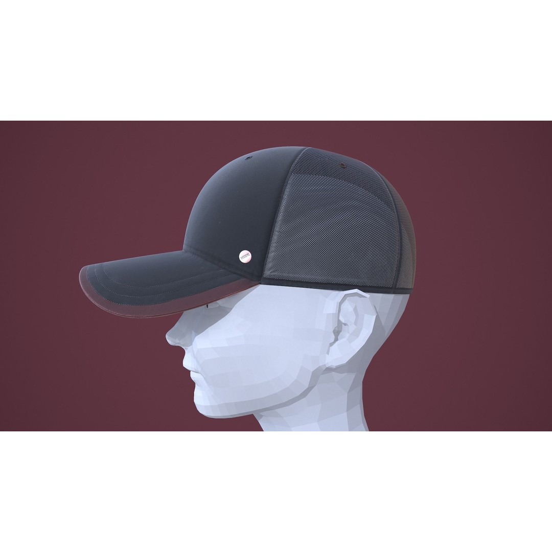Baseball Cap 3D Model – Low Poly Game Ready Asset, FBX, OBJ - View 3