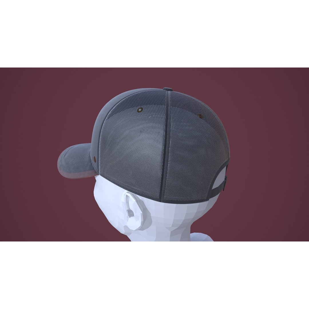 Baseball Cap 3D Model – Low Poly Game Ready Asset, FBX, OBJ - View 4