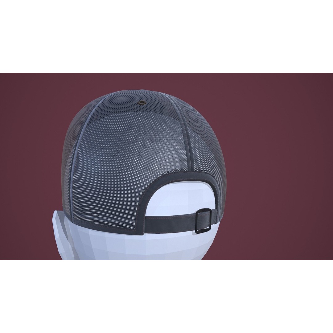 Baseball Cap 3D Model – Low Poly Game Ready Asset, FBX, OBJ - View 5